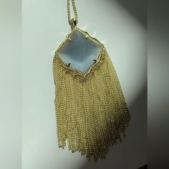 Kingston Gold Long Pendant Necklace In Slate Cats Eye - Picture 5 of 8